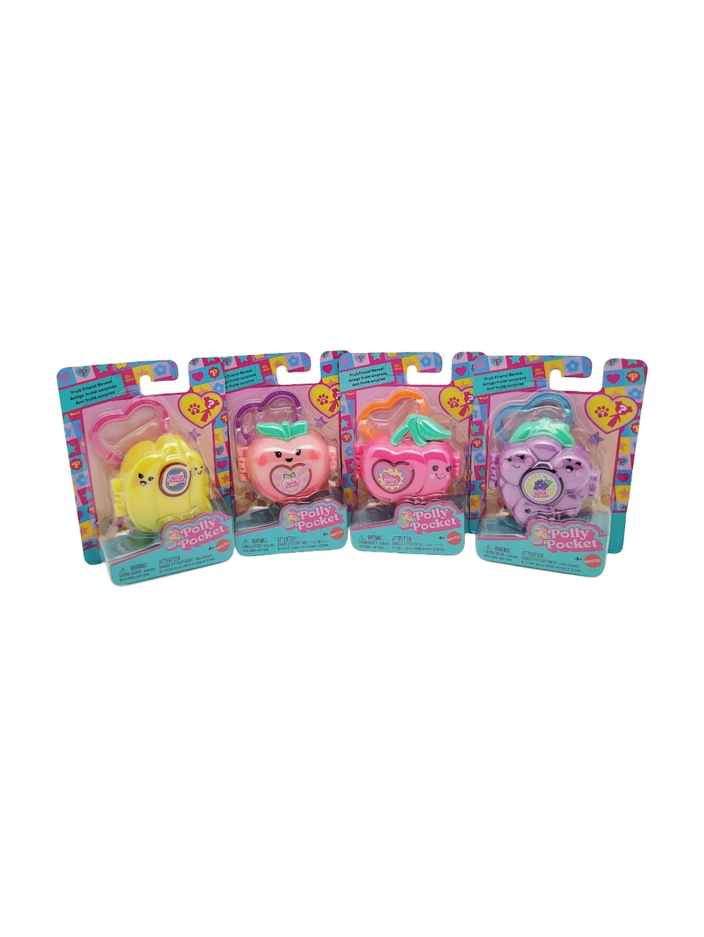 Polly Pocket Fruit Friend Reveal Mini Compact Set Banana Grape Strawberry Cherry